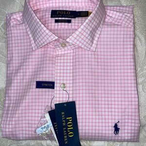 Polo Ralph Lauren Mens Size 16 Check Custom Fit Long Sleeve Button Down Shirt
